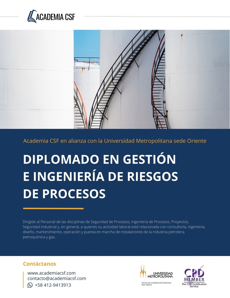 Diplomado en Gestión e Ingeniería de Riesgos de Procesos (2024)